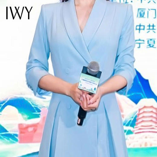 IWY/法式蓝色播音艺考主持人正装女气质名媛活动演讲西装Q963-L 商品图3