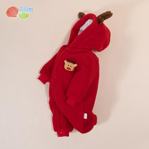 贝贝怡童装婴儿秋冬新款连帽夹棉前开连体衣羊羔绒宝宝外套234L2076
 商品图8