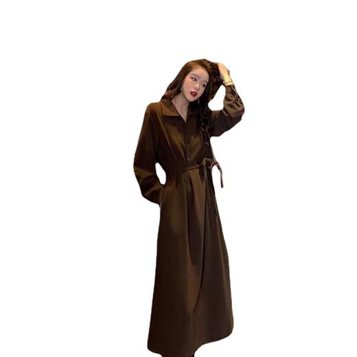 【采用收腰设计，展现女性迷人曲线美！】2023早秋季新款，法式气质复古赫本风长裙，收腰黑色衬衫连衣裙女lm 商品图4