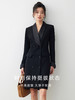 艾尚臣黑色连衣裙女秋冬新款时尚气质OL通勤青果领修身显瘦西装裙 商品缩略图1