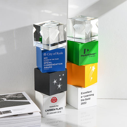 奖杯定制铝片奖杯定做员工领导颁奖公司年会水晶奖杯照片内雕定制 商品图1