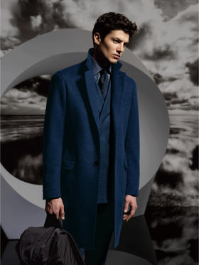 Stylbiella 10%羊绒90%羊毛蓝色Melange切斯菲尔德大衣