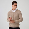 【菱形绞花V领纯羊绒套衫】羊绒世家秋冬新品男士100%山羊绒内搭保暖针织毛衣 商品缩略图2