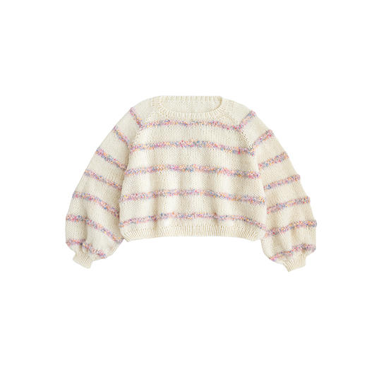 苏苏姐家芝芝白桃泡泡袖条纹毛衣手工编织材料包毛线团 商品图3