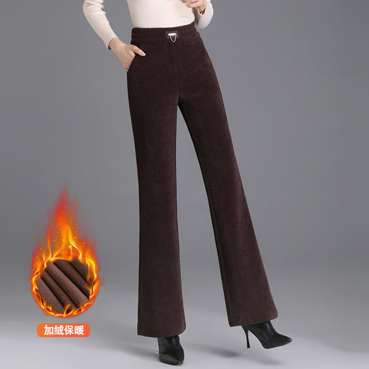 MYX-XS-6056-Y，金丝条绒阔腿裤2023年冬季新款休闲裤时尚高腰直筒加绒加厚保暖裤 商品图6