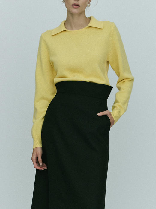 Viktoria Chan｜AW23087 Amalia polo cashmere  TOP [ 灰 / 黄] 商品图4