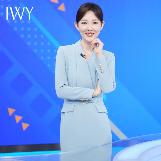 IWY/蓝色西装连衣裙女时尚通勤职业装端庄大气主持人正装Q761-L 商品图4