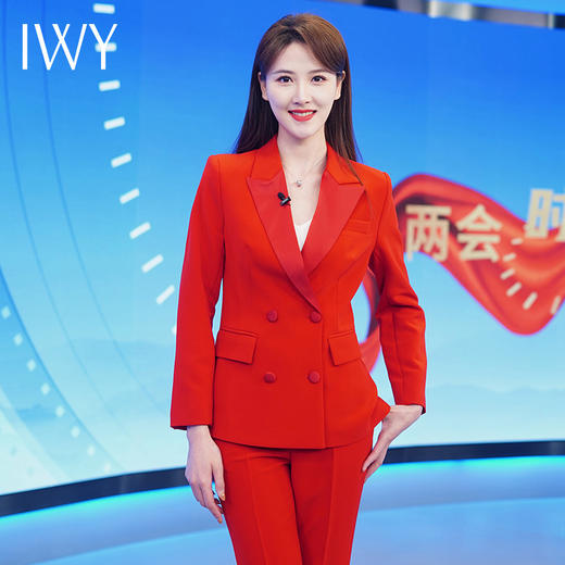 IWY/洋气大红色西服西装套装女秋冬季年会主持人正装气质工装C0875+P0865 商品图1