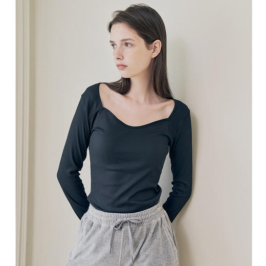 跃牌【洛水之神系列】身运动上衣法式领露锁骨纯色长袖瑜伽服 HN195 商品图1