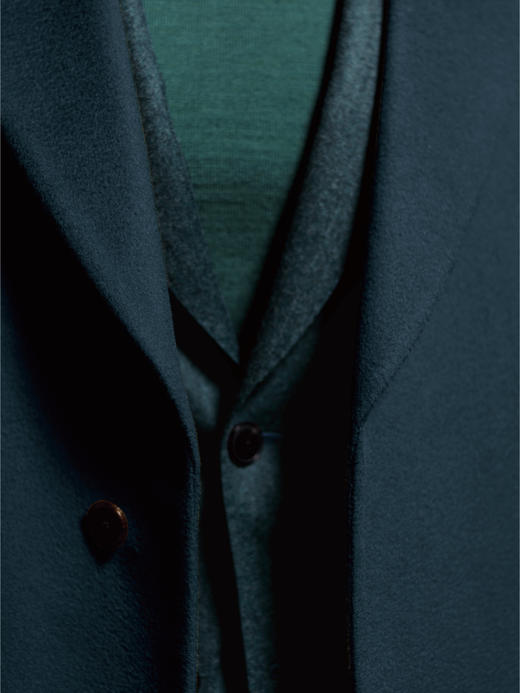 Stylbiella 10%羊绒90%羊毛绿色插肩袖切斯菲尔德大衣 商品图2