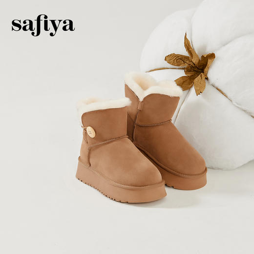 Safiya/索菲娅2023秋冬潮流纽扣款皮毛一体保暖松糕厚底雪地靴 SF3411A121 商品图0