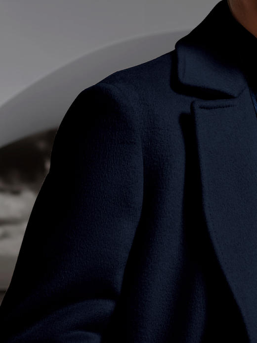 Stylbiella 10%羊绒90%羊毛深蓝色切斯菲尔德大衣 商品图1