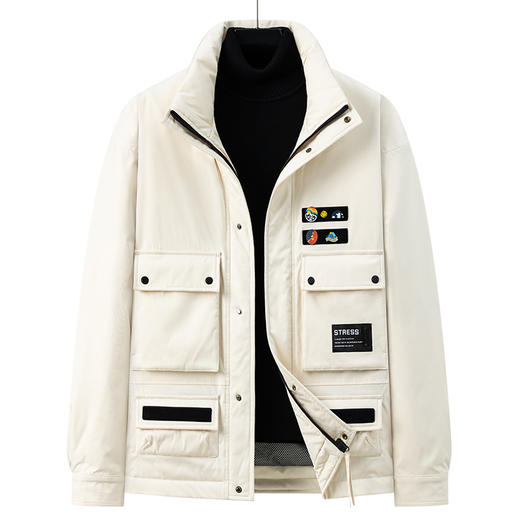 【实体店同款】【新款DPX】大依优型大码立领工装羽绒服90%白鸭绒外套加肥加大肥佬休闲上衣男士胖子时尚 商品图1