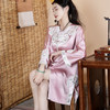 FLZD-A9569秋新款三醋酸重工刺绣拼接蝶恋花风衣中长款开衫盘扣外套国风 商品缩略图3