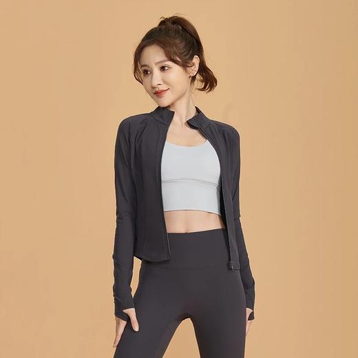 爱帝女式暖绒夹克外套,秋冬小暖绒修身立领夹克运动上衣,加绒保暖,高领拉链外穿瑜伽外套女2237127211 商品图5