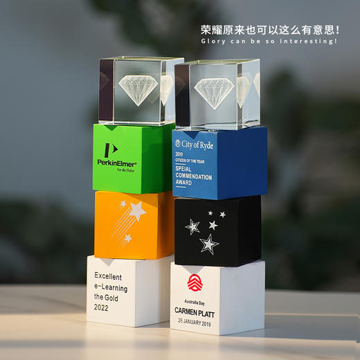 奖杯定制铝片奖杯定做员工领导颁奖公司年会水晶奖杯照片内雕定制 商品图3