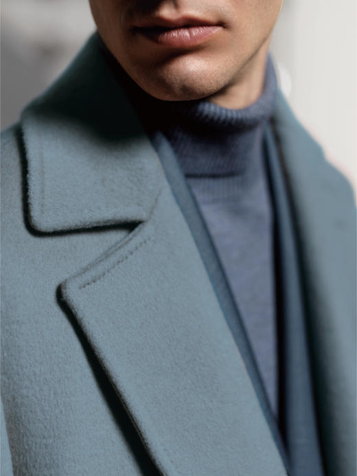 Stylbiella 10%羊绒90%羊毛雾霾蓝切斯菲尔德大衣 商品图2