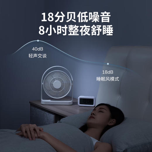 【小家电】几素电风扇台式 桌面风扇家用卧室轻音睡眠小电扇 办公室桌上小风扇学生宿舍无线台扇FA27 HF 商品图3