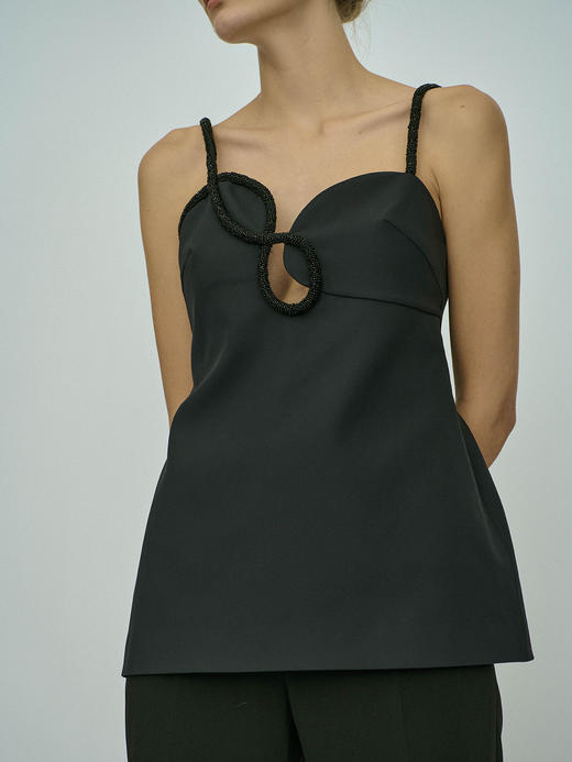 Viktoria Chan｜AW23107 Amalia pearl top  [ 黑 ] 商品图0