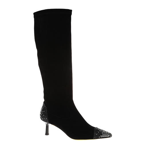 sheme进口弹力反绒水晶点缀弹力靴筒修饰腿型优雅时尚女士弹力长靴可定制 商品图4