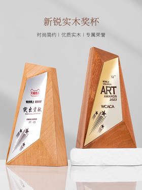 实木水晶创意奖杯定制高档年会优秀员工定做颁奖纪念奖牌订制定做