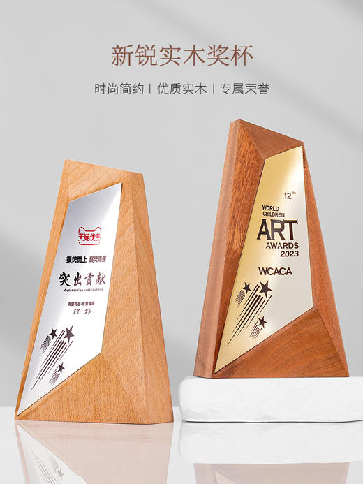 实木水晶创意奖杯定制高档年会优秀员工定做颁奖纪念奖牌订制定做 商品图0