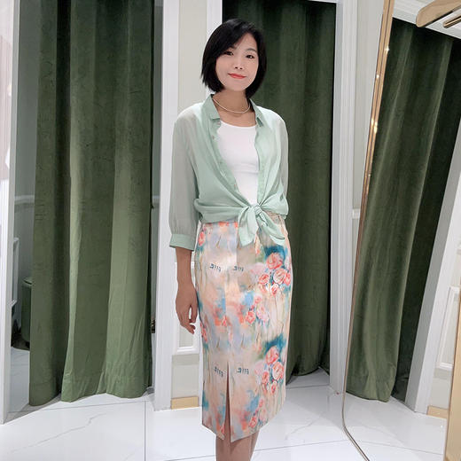 EIIR司歌印花包身裙开叉半身裙EC881405 商品图4