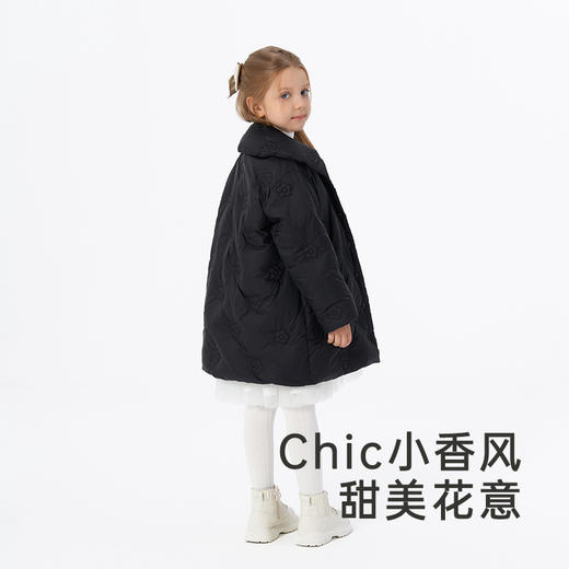 英氏小香风女童羽绒服外套保暖中长款秋冬款外套超韧绒 商品图5