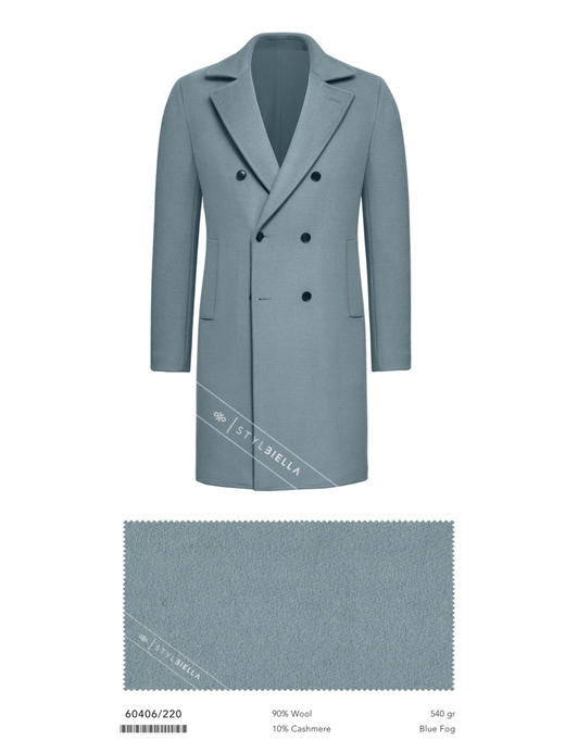 Stylbiella 10%羊绒90%羊毛雾霾蓝切斯菲尔德大衣 商品图3