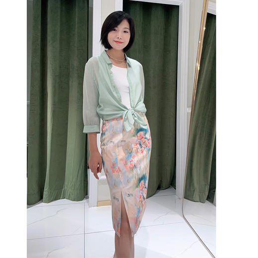 EIIR司歌印花包身裙开叉半身裙EC881405 商品图3