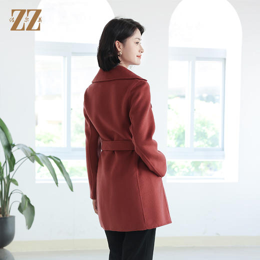 佐尔美秋冬新款 气质显瘦绵腰带羊毛双面呢大衣女E14SM05 商品图4