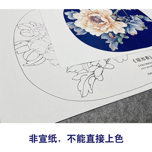 【大彩图】李晓明工笔画白描底稿小品《瑶池春》牡丹临摹勾线花鸟线稿K016 商品图2