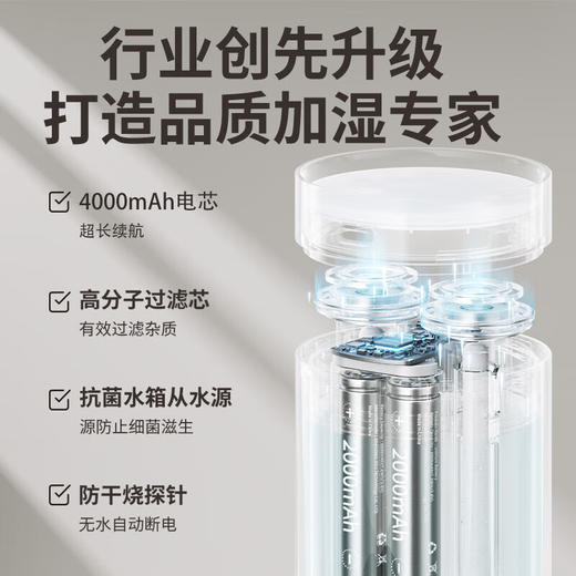 【小家电】几素加湿器桌面迷你办公室宿舍车载加湿器卧室家用婴儿小型空气USB无线便携加湿器 HU16 HF 商品图3