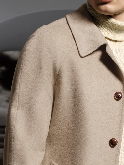 Stylbiella 10%羊绒90%羊毛浅驼色Melange巴尔马肯大衣 商品图1