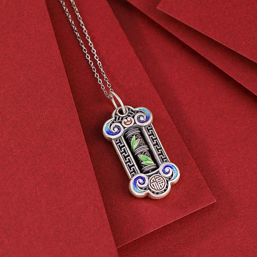 【祝如意】S999银足银竹叶福字如意吊坠【CW-DZ05947】 商品图1