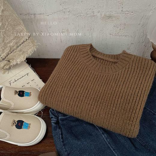 【纯色韩版设计，具显更加百搭！】2023秋冬新款，儿童厚实套头毛衣，韩版男女童洋气宽松纯色长袖外套lm 商品图6