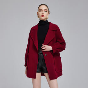 NH919斯尔丽23冬季新款西装领法式名媛风宽松毛呢大衣