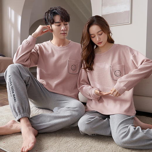 【保暖透气舒适❗️情侣睡衣】时尚简约纯棉长袖棉质春秋卡通大码睡衣女生男士薄款秋冬家居服父亲节礼物新年礼盒年货礼盒 商品图3