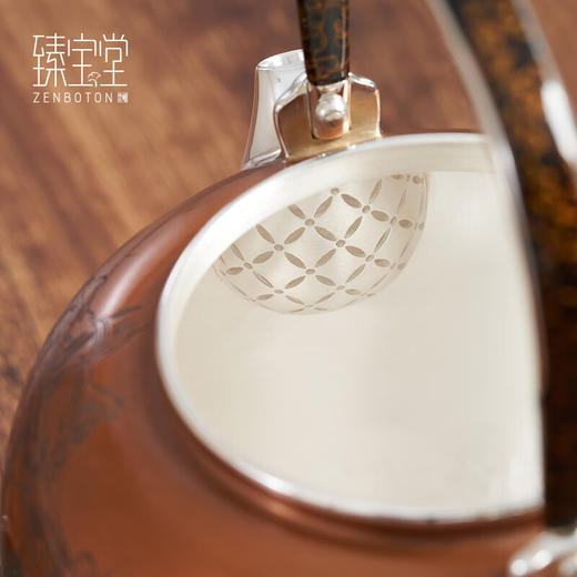 臻宝堂银壶9999纯银烧水壶纯手工雕刻葫芦茶壶家用茶器铜包银壶 流金岁月-福禄万代（样品） 商品图4