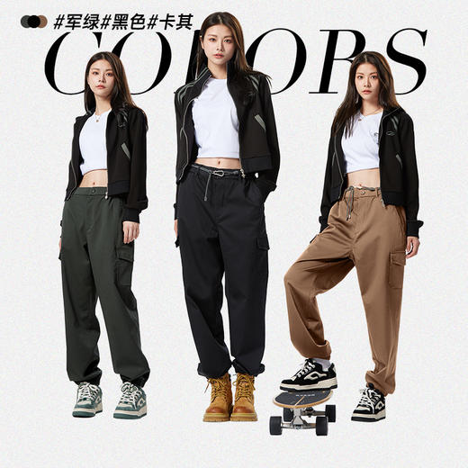 骆驼女装工装裤男春秋季户外情侣休闲裤直筒束脚潮牌宽松黑色耐磨MG122C7628_M13BAWI111_M13CAR2082_MG122C7628A 商品图1