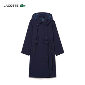【海南专供价】Lacoste法国鳄鱼女装新款时尚休闲腰带连帽风衣外套BF0062-98
