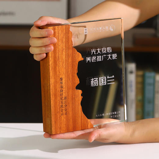 实木水晶奖杯奖牌定制定做创意授权牌抗疫纪念品表彰加盟牌 商品图2