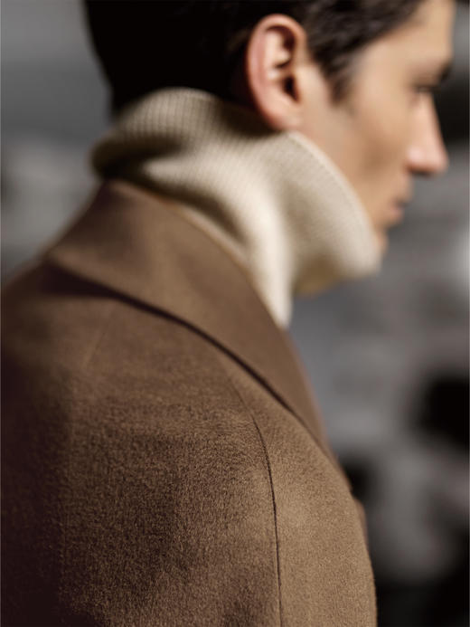 Stylbiella 10%羊绒90%羊毛卡其色插肩袖切斯菲尔德大衣 商品图1