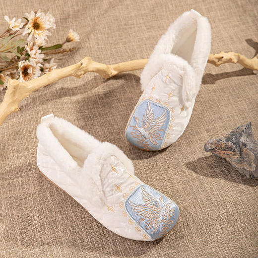2022新款棉拖鞋加绒加厚公主风轻便甜美办公室毛拖鞋绣花包跟棉鞋 商品图1