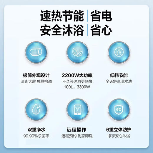 美的（Midea）储水式电热水器家用50/60/80升防电墙安全防漏电一级能效节能低耗保温大水量智能家电APP控制M5 100升3300W浴缸洗F10032-M5(HE) 双效省电保温王 商品图1