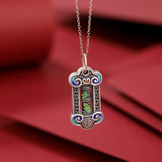 【祝如意】S999银足银竹叶福字如意吊坠【CW-DZ05947】 商品图2