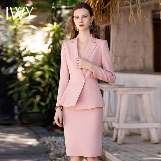 IWY/气质玫瑰粉西装裙女秋冬高端美容师珠宝设计工作服正装CS1880 商品图2