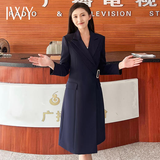 IWY/藏青色职业装气质女神范秋季高端商务正装西装连衣裙Q13307 商品图4