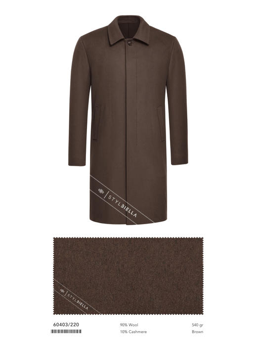 Stylbiella 10%羊绒90%羊毛棕色关门领大衣 商品图2