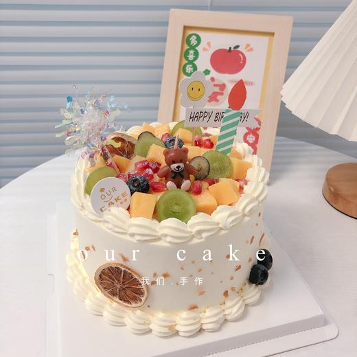 小熊蜡烛水果多多蛋糕(按当季水果装饰)-低糖处理无添加 商品图0